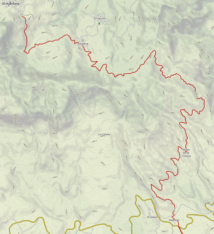 Mapa
	      de El Huérfano a Madroño