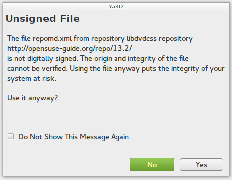 libdvdcss repository
		is unsigned
